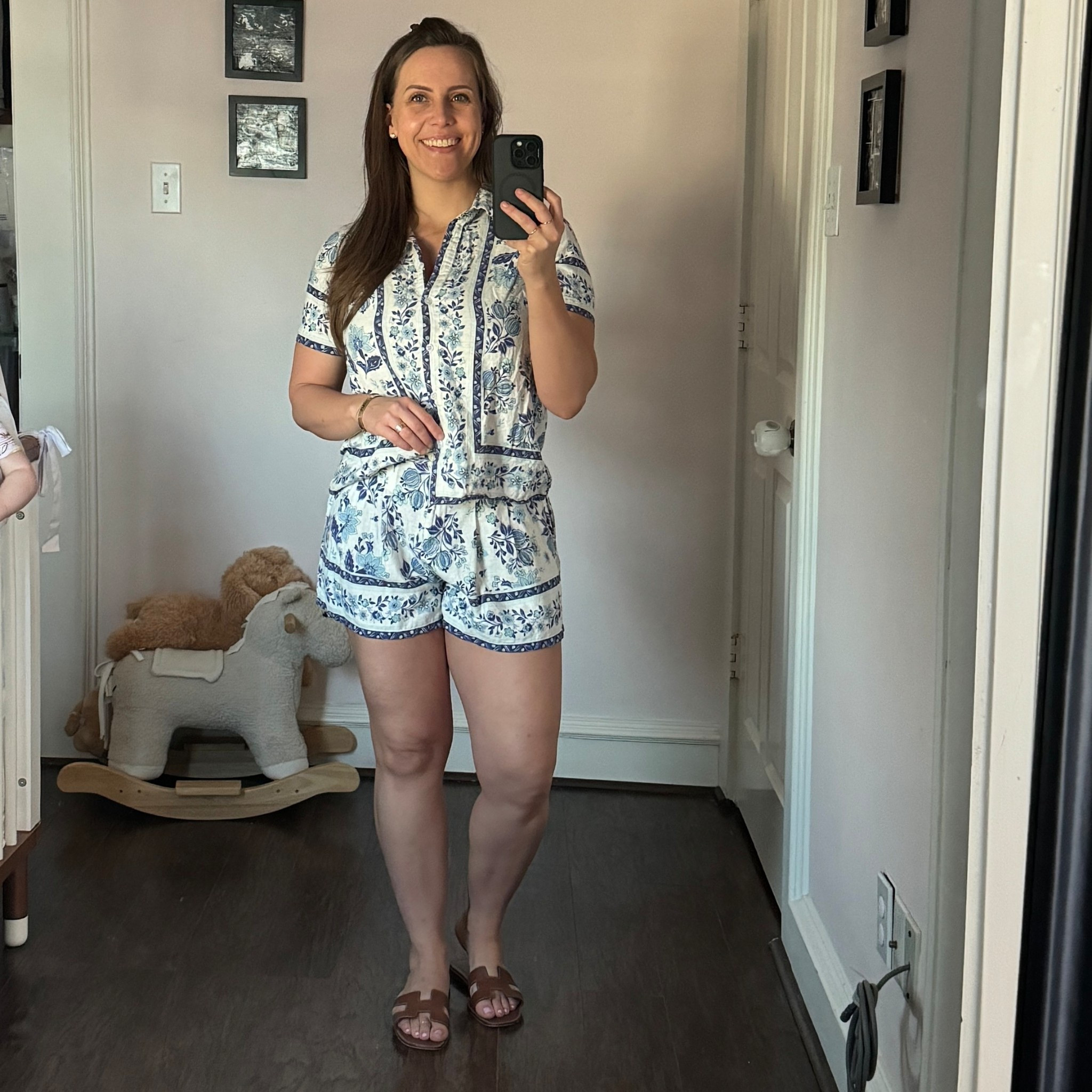 Love a matching set! Wearing a small in shorts (should have sized up) and a medium in top. Perfect for nursing!

#LTKPetite #LTKBump #LTKootd