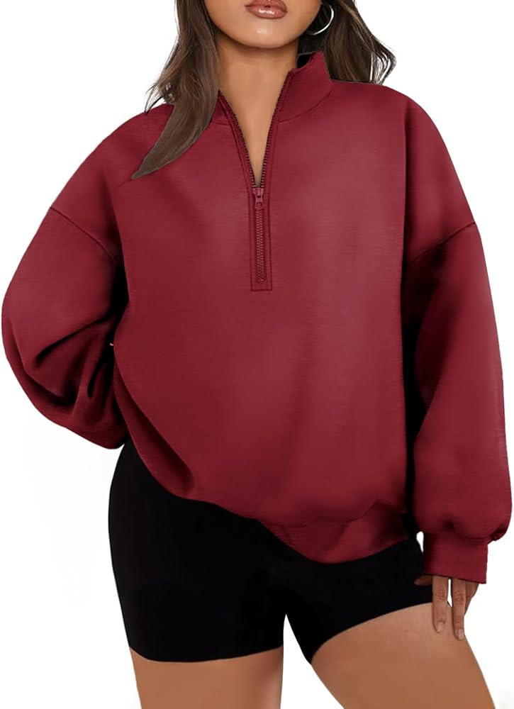 Eytino Women Plus Size Sweatshirt Long Sleeve Half Zipper Hoodies Tops | Amazon (US)