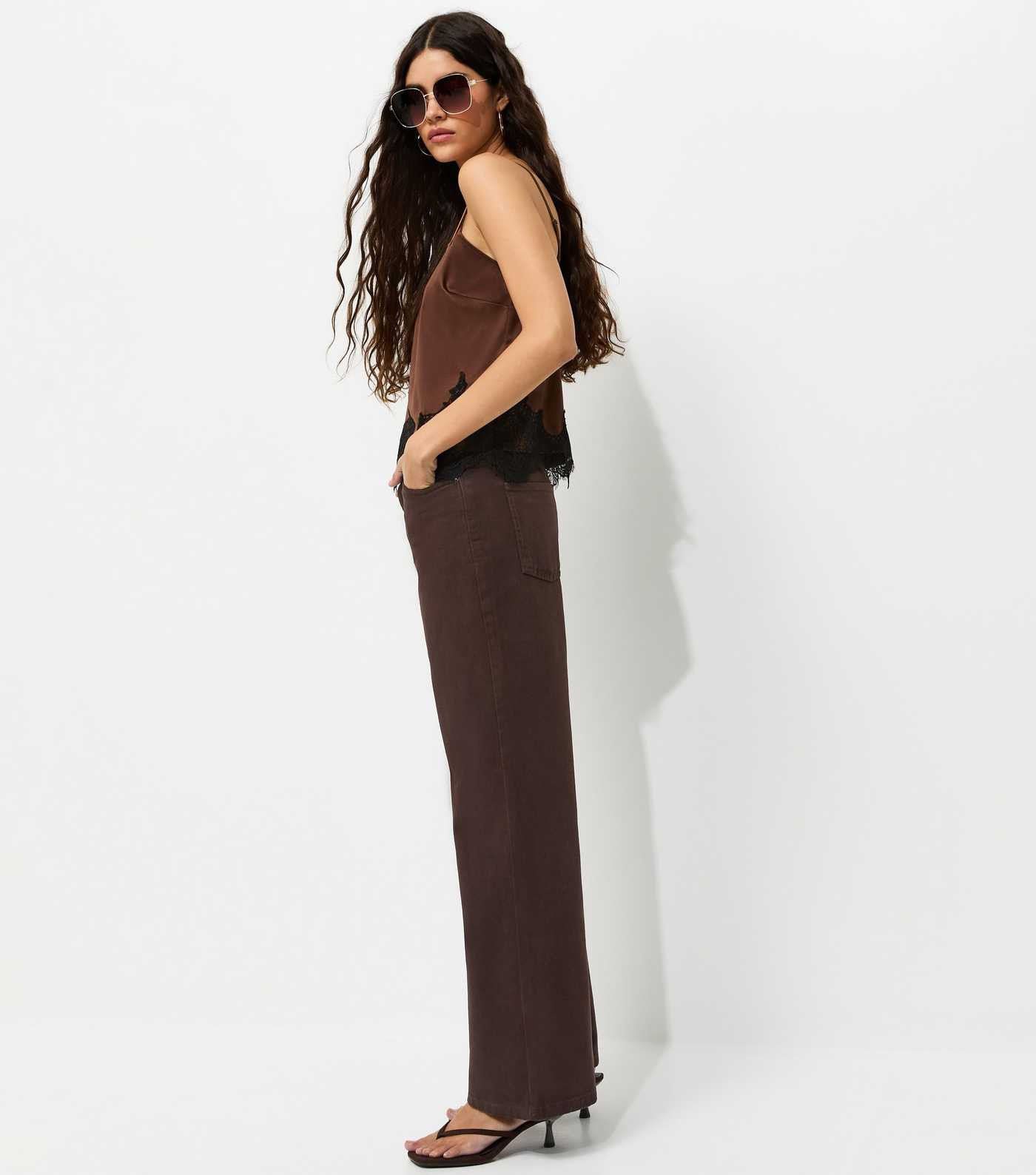 Dark Brown Adalae High Waisted Wide Leg Jeans | New Look | New Look (UK)