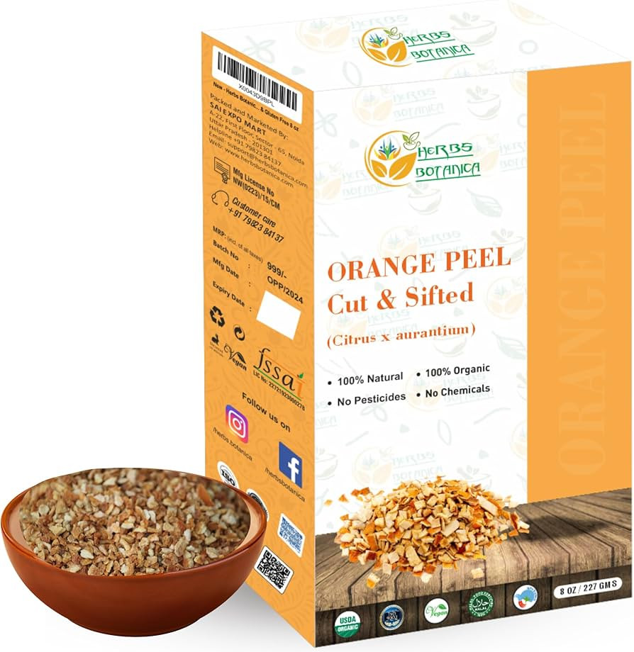 Herbs Botanica Dried Orange Peel Organic Cut & Sifted Naural Orange Zest for Herbal Tea Culinary ... | Amazon (US)