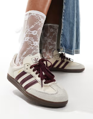 adidas Originals Samba trainers in cream and maroon | ASOS (Global)