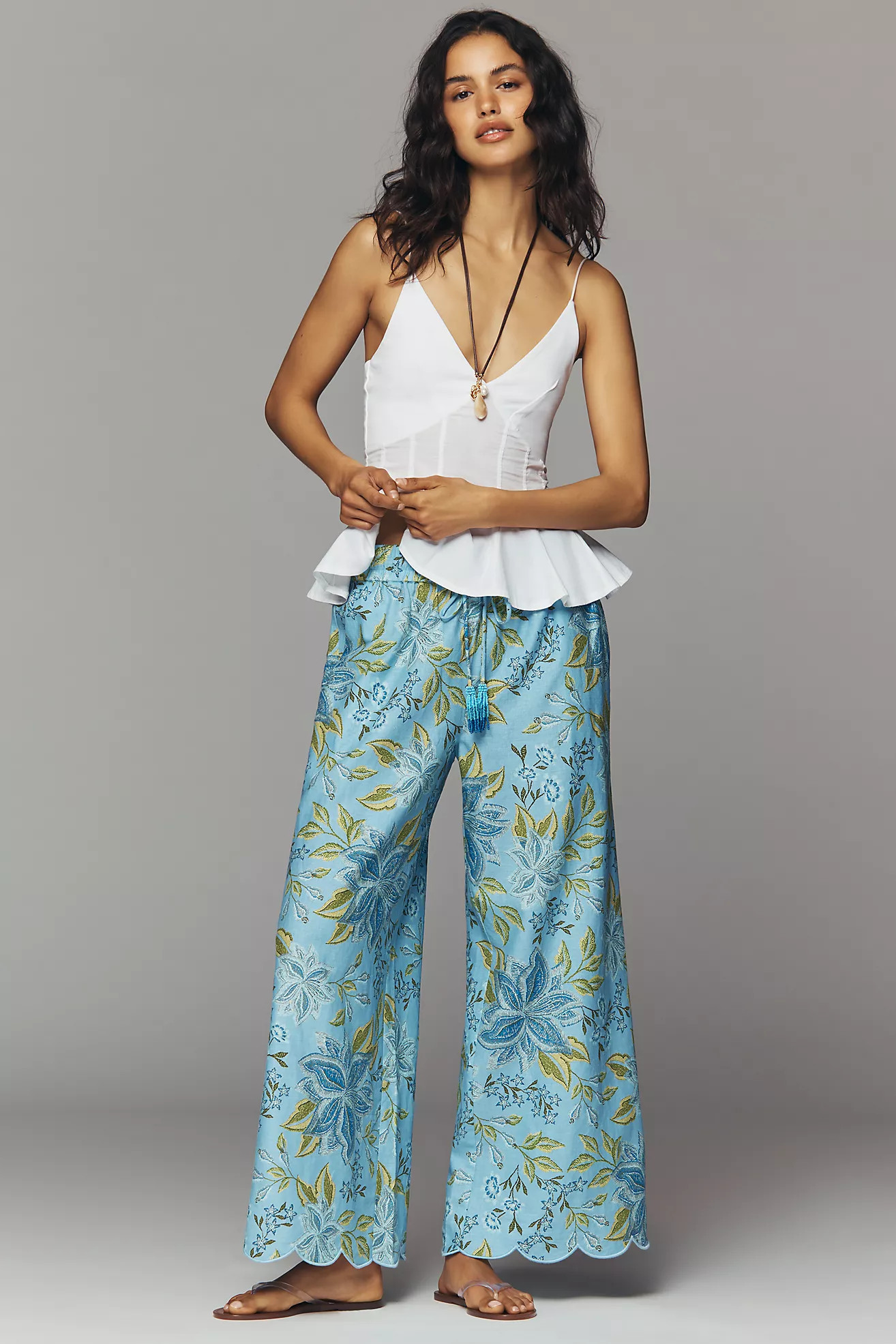 Farm Rio x Anthropologie Linen Floral Pants | Anthropologie (US)