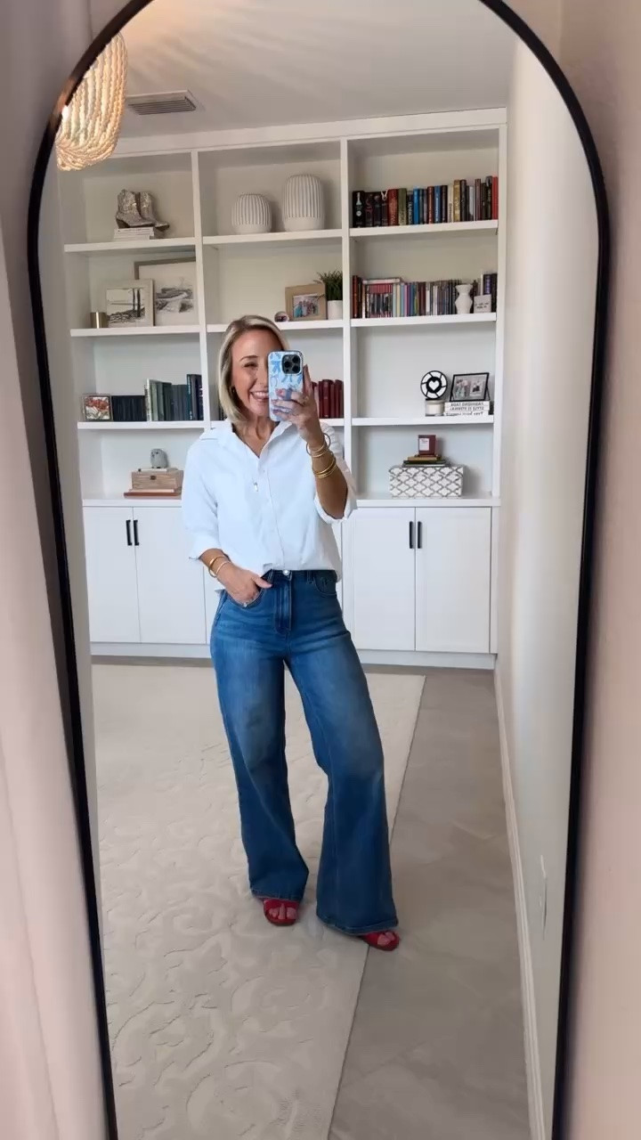 How to Style: 3 sandals - 2 outfits each Use code RL88CJCZ for 20% off (valid till 9/30) Dressy Slip On Slide Sandals - fit tts. Over 16 colors. Red: Button Down Cotton Shirt - size Small. 20 colors // Wide Leg Jeans - size 25.  @riheroofficial

#LTKSaleAlert#LTKSeasonal#LTKOver40