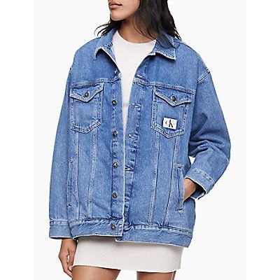 Mid Blue Long Dad Denim Jacket | Calvin Klein | Calvin Klein (US)