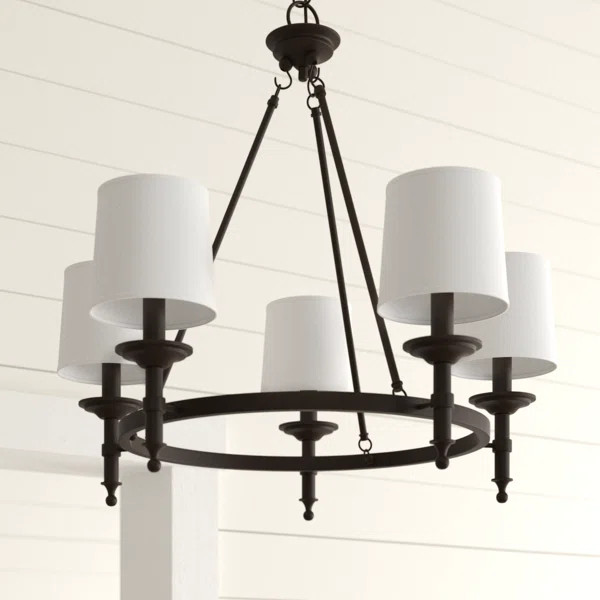 Charmont 5 - Light Dimmable Wagon Wheel Chandelier | Wayfair North America