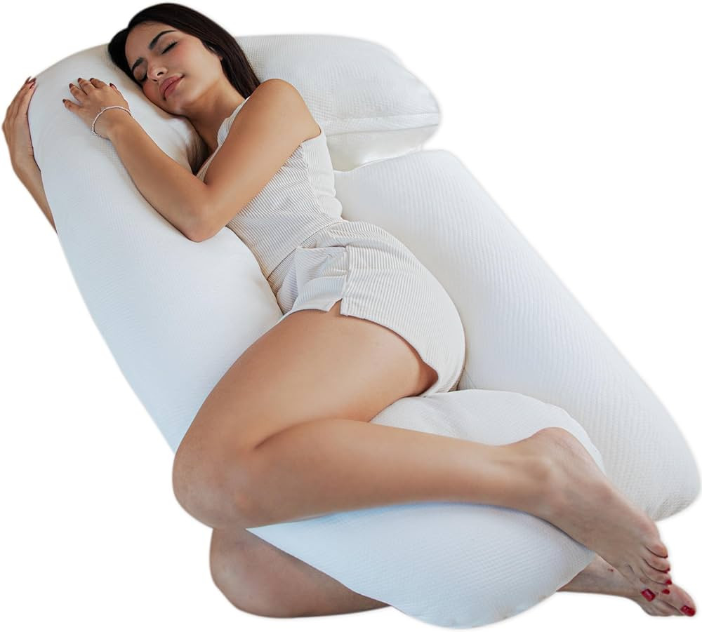 Pharmedoc Pregnancy Pillows, U-Shape Full Body Pillow -Removable Air White Cover - White - Pregna... | Amazon (US)