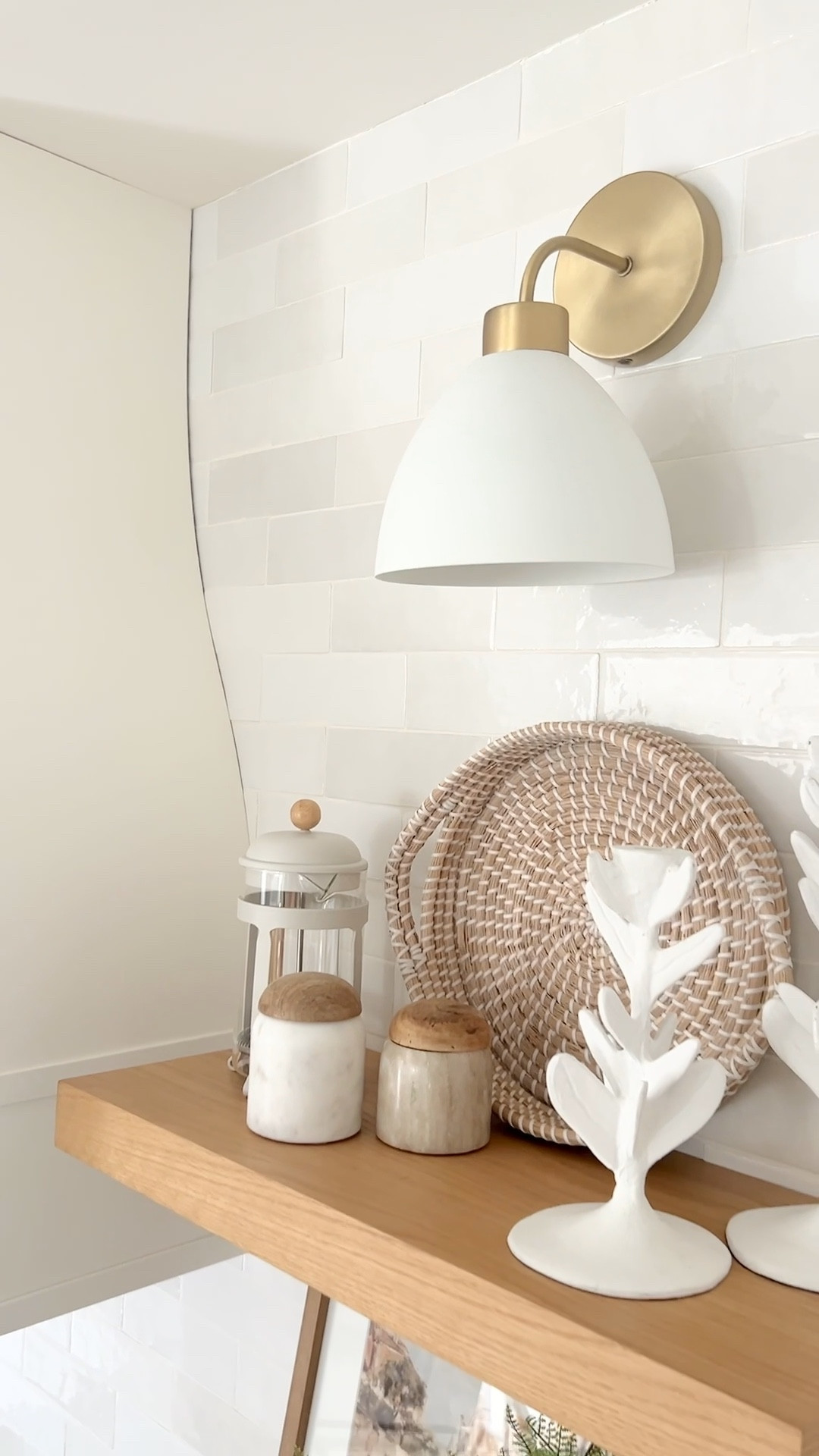 Sharing a sneak peek of our newly remodeled kitchen! It’s packed full of @Wayfair finds including lighting (the sconces above our open shelves and our kitchen table chandelier), our backsplash tile, the bridge faucet at our kitchen sink, and tons of accessories that add style and sophistication to our space. #wayfair #wayfairpartner

#LTKFindsUnder100 #LTKSaleAlert #LTKHome