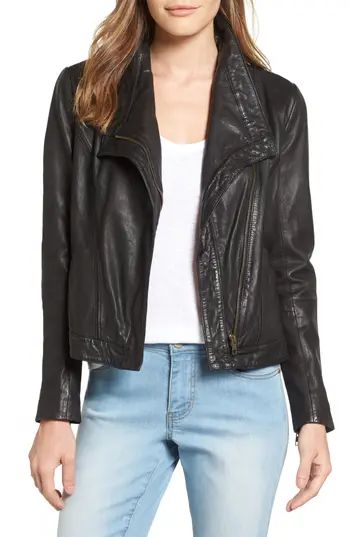 Women's Caslon Leather Jacket, Size X-Small - Black | Nordstrom