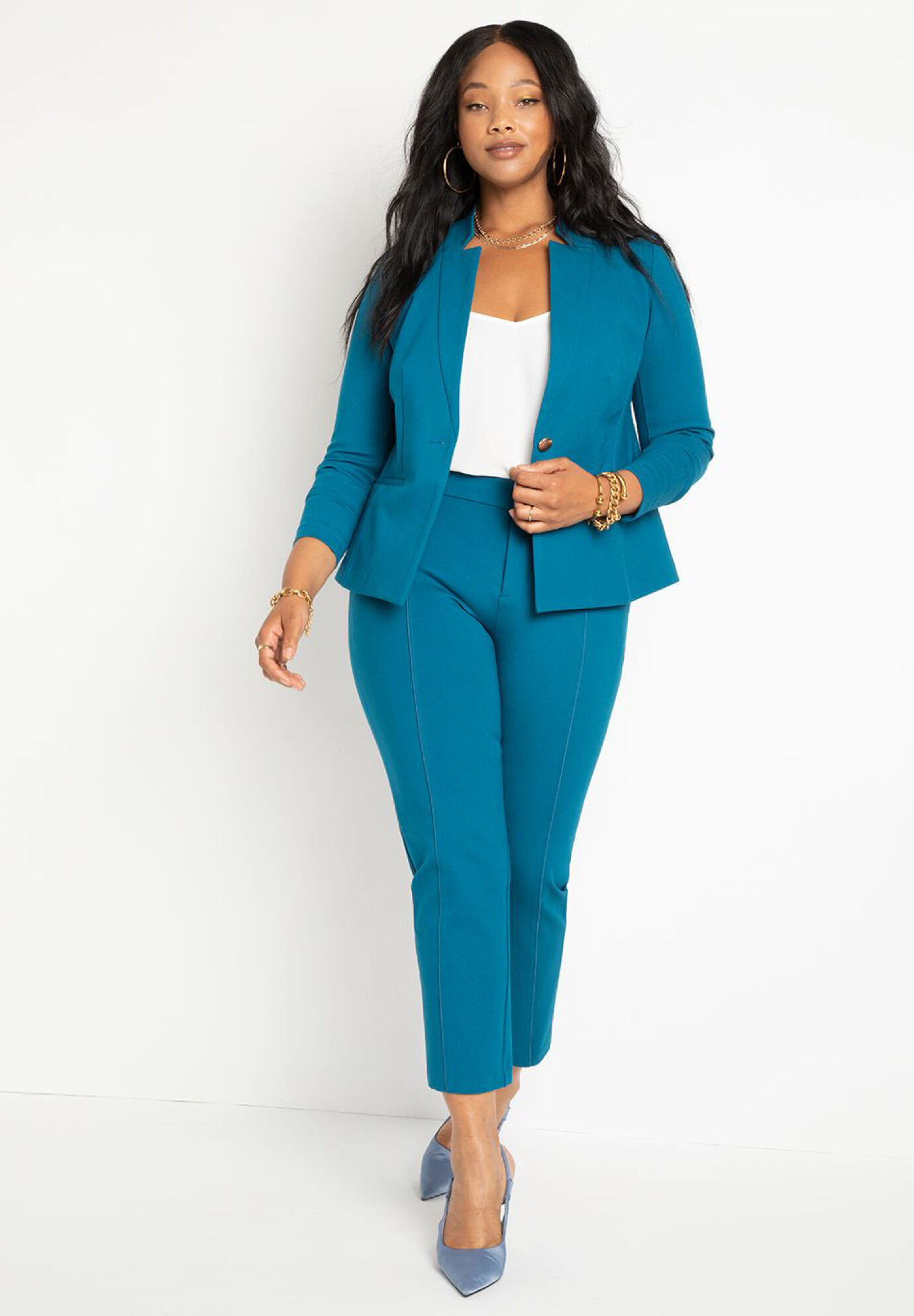 The Ultimate Stretch Suit Pintuck Pant | Eloquii