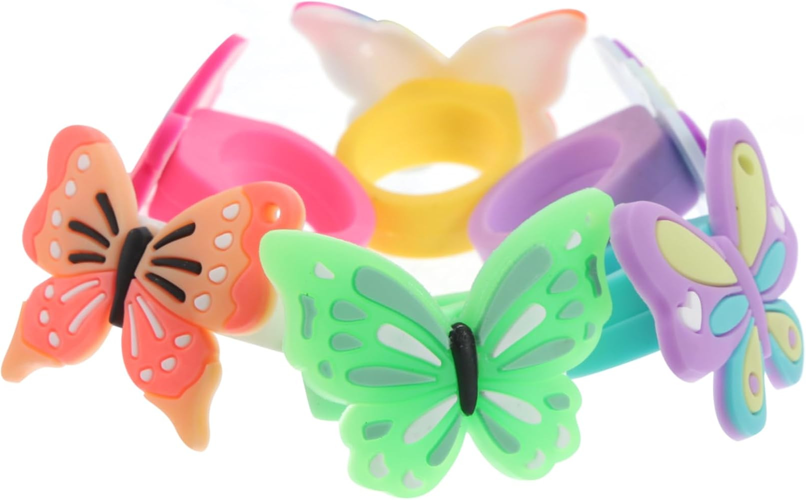 12pcs Butterfly Ring Decorative Rings Kids Cartoon Rings Retro Silicone Toys Rings for Kids Child... | Amazon (US)