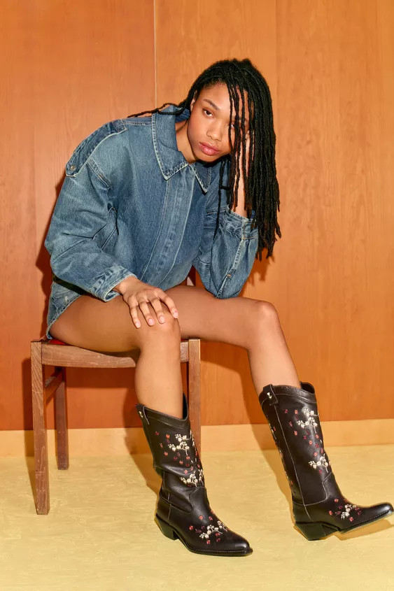 LEATHER EMBROIDERED COWBOY BOOTS | Zara US
