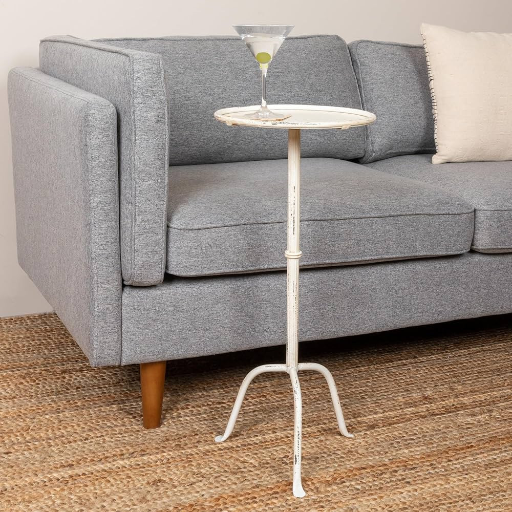 Creative Co-Op Metal Cocktail, Antique White Martini Table | Amazon (US)