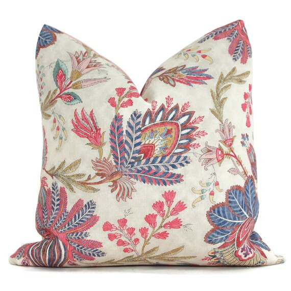 Colefax and Fowler Casimir Pink and Blue Floral  Decorative Pillow Cover, 20x20 22x22 Eurosham, L... | Etsy (US)