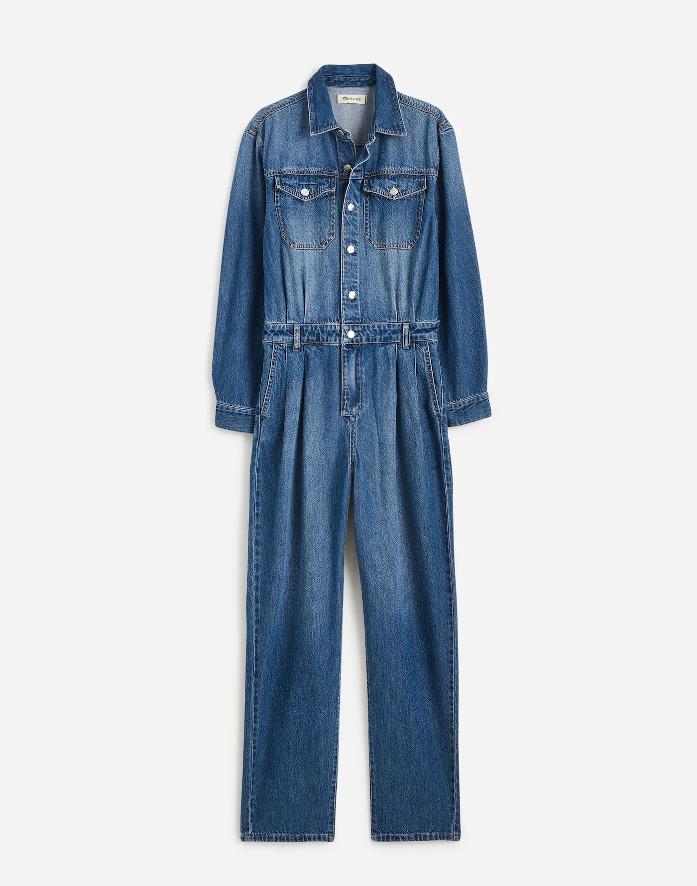 Pleated Barrel-Leg Jumpsuit in Baywood Wash: Airy Denim Edition | Madewell