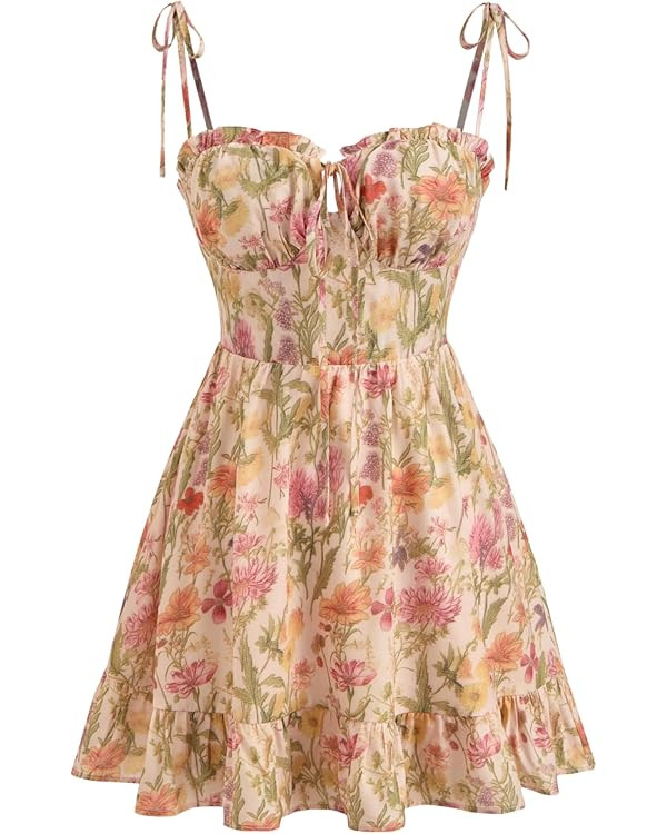CIDER Womens Summer Dresses Floral Spaghetti Strap Cute Vacation Sundress Dress Boho Casual Outfi... | Amazon (US)