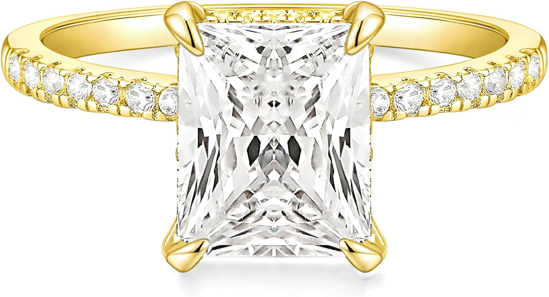 TIGRADE 4CT Engagement Ring for Women Radiant Cut Cubic Zirconia Wedding Band CZ Promise Annivers... | Amazon (US)