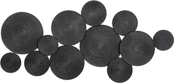 CosmoLiving by Cosmopolitan Metal Plate Wall Decor with Textured Circles, 48" x 2" x 23", Black | Amazon (US)