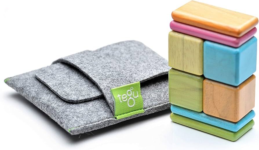 8 Piece Tegu Pocket Pouch Magnetic Wooden Block Set, Tints | Amazon (US)