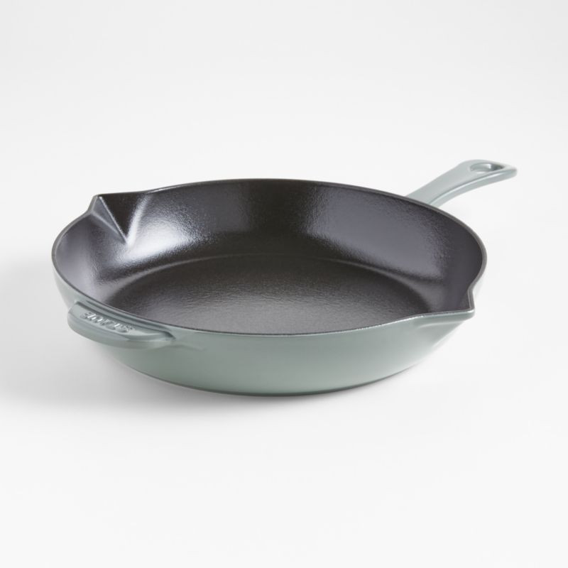 Staub 10" Eucalyptus Enameled Cast Iron Fry Pan + Reviews | Crate & Barrel | Crate & Barrel