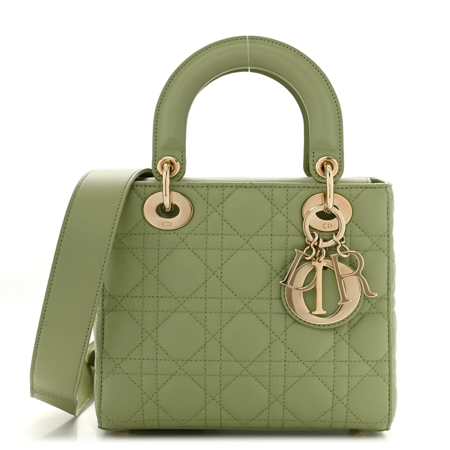Lambskin Cannage Small My ABCDior Lady Dior Green | FASHIONPHILE (US)