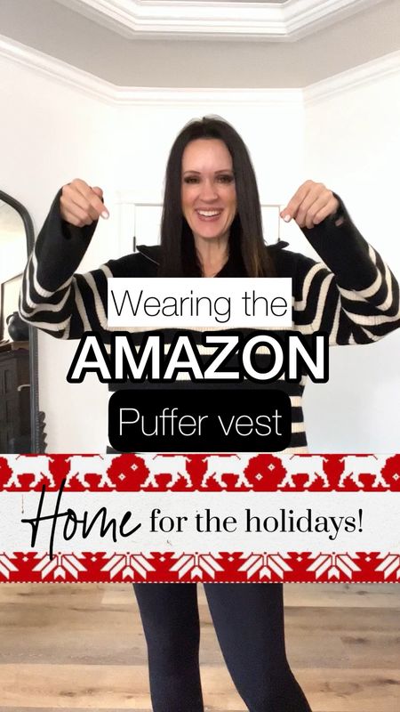 Styling the Amazon puffer vest to wear home for the holidays! 

Sizing:
Vest-roomy, wearing small
Look 1:
Jogger set-Target, medium in bottoms and large top
Look 2:
Spanx Faux Leather-size up, wearing medium
Sweater-old Abercrombie 
Boots-Nordstrom, run tts
Look 3:
Spanx Air Essentials set-medium bottoms, large top
Shoes-Lululemon, run tts (Amazing!)
Look 4-
Turtleneck-Gap, tts (wearing small)
Jeans-Zara, will link on IG
Boots-Steve Madden, run tts
Look 5-
Turtleneck-H&M, wearing large for length 
Spanx flares-wearing medium 
Boots-TJ Maxx, run TTS
Look 6:
Leggings-Spanx Look at Me Now, size up (wearing medium)
Hoodie-Target, men’s medium
Shoes-run TTS

Travel look | travel outfit | home for the holidays | Spanx | black jeans | white puffer vest | long puffer | Amazon fashion 

#LTKunder50 #LTKunder100 #LTKtravel