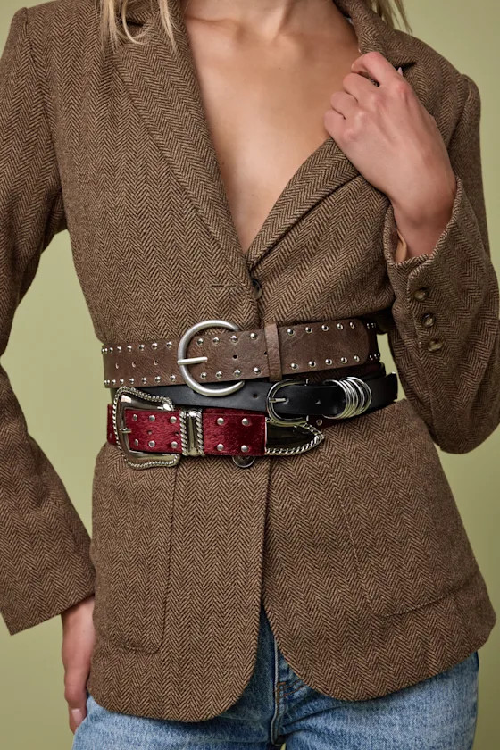Rorah Brown Distressed Studded Belt | Lulus