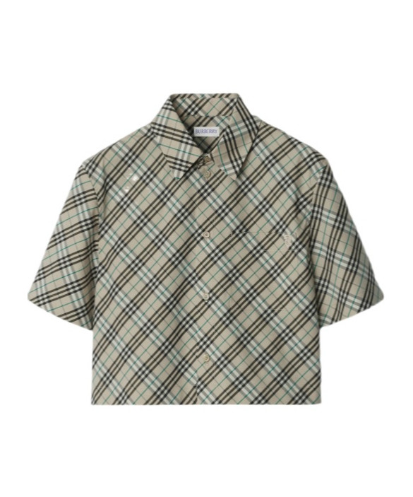 Burberry Short Sleeved Checked Cropped Shirt | Senser US