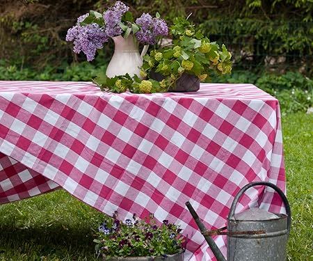 Buffalo Plaid Tablecloth - Checked Tablecloth Cotton - Checkered Tablecloth - Buffalo Plaid Pink ... | Amazon (US)