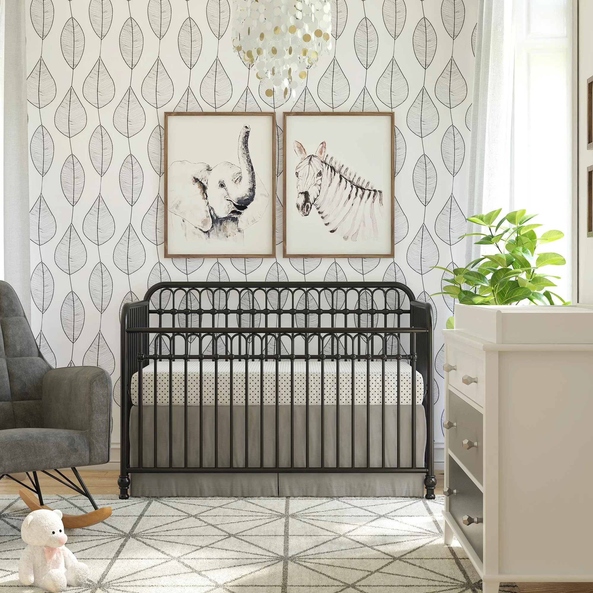 Little Seeds Raven 3-in-1 Metal Crib, Nursery Furniture, Black | Walmart (US)