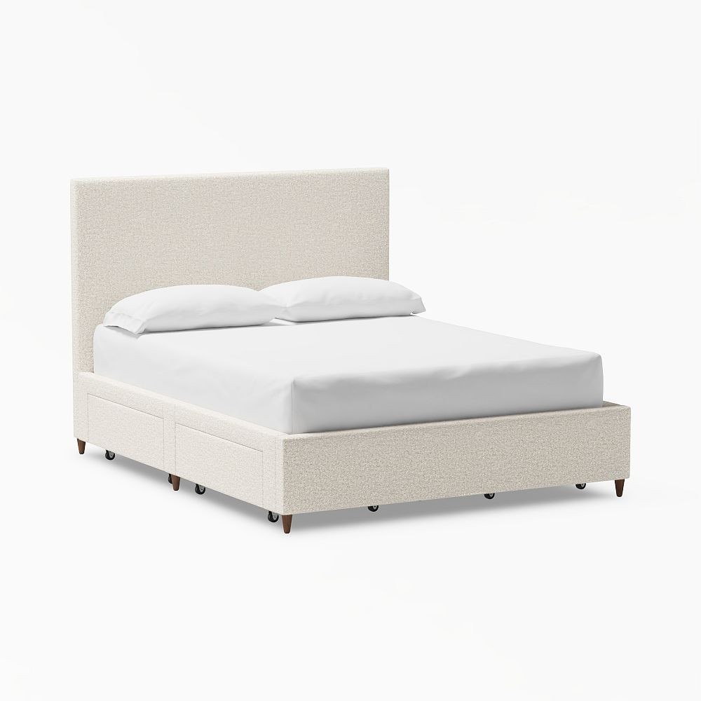 Beale Upholstered Storage Bed, Queen, Tweed Ivory | Pottery Barn Teen