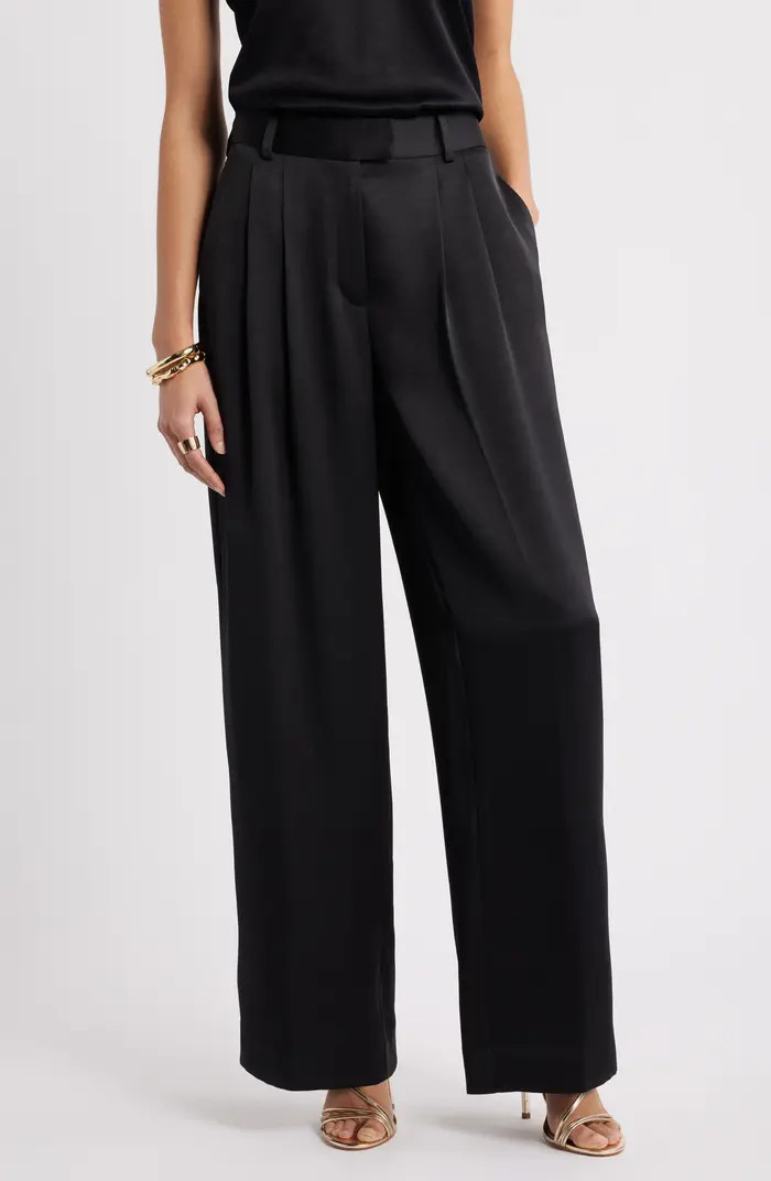 Pleated Satin Pants | Nordstrom