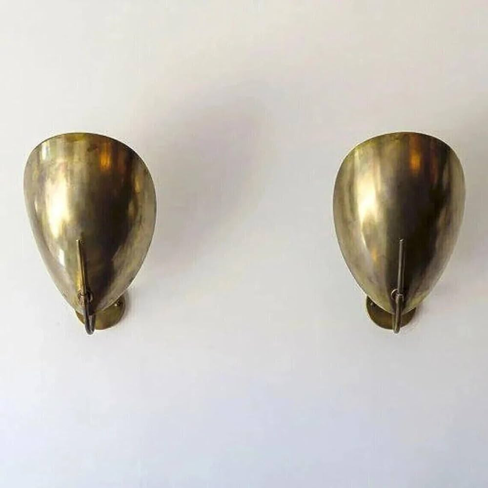 Mid Century Italian Raw Brass Wall Sconce with Handmade Curved Disk Shades | Amazon (US)