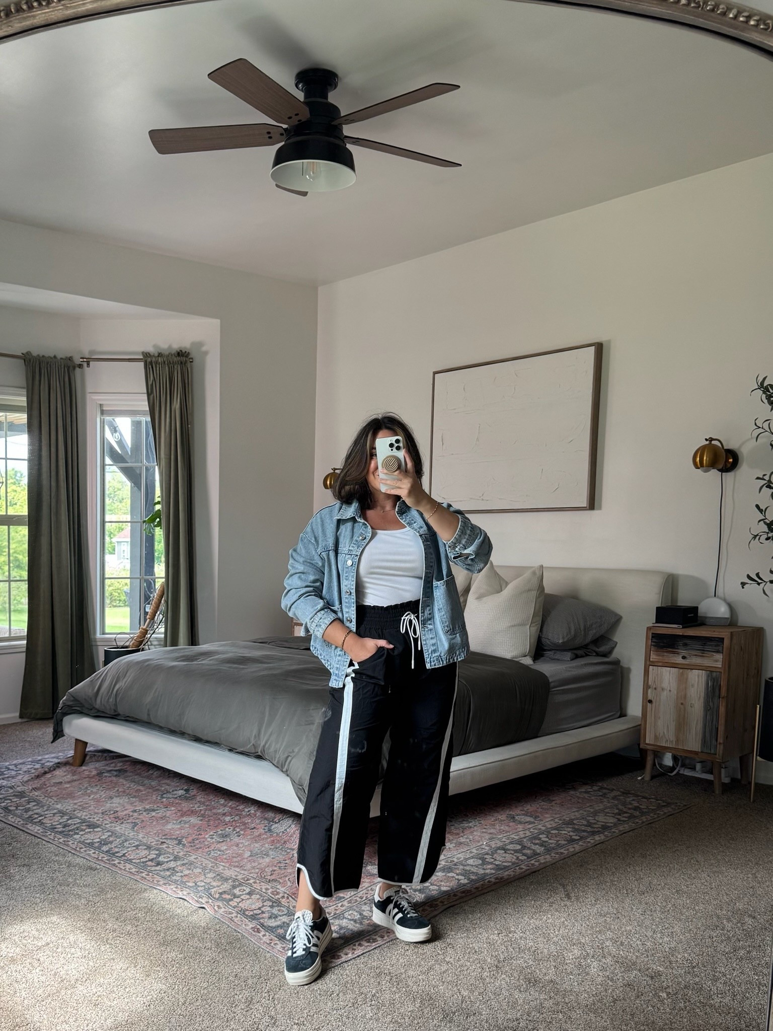 The cutest fall transitional outfit! This denim jacket is a staple for my fall outfits, it comes in a dark denim color too! The track joggers are such a vibe for fall. Free people inspired

Fall midsize outfit, early fall outfit, size 10

#LTKFindsUnder50 #LTKMidsize #LTKSeasonal