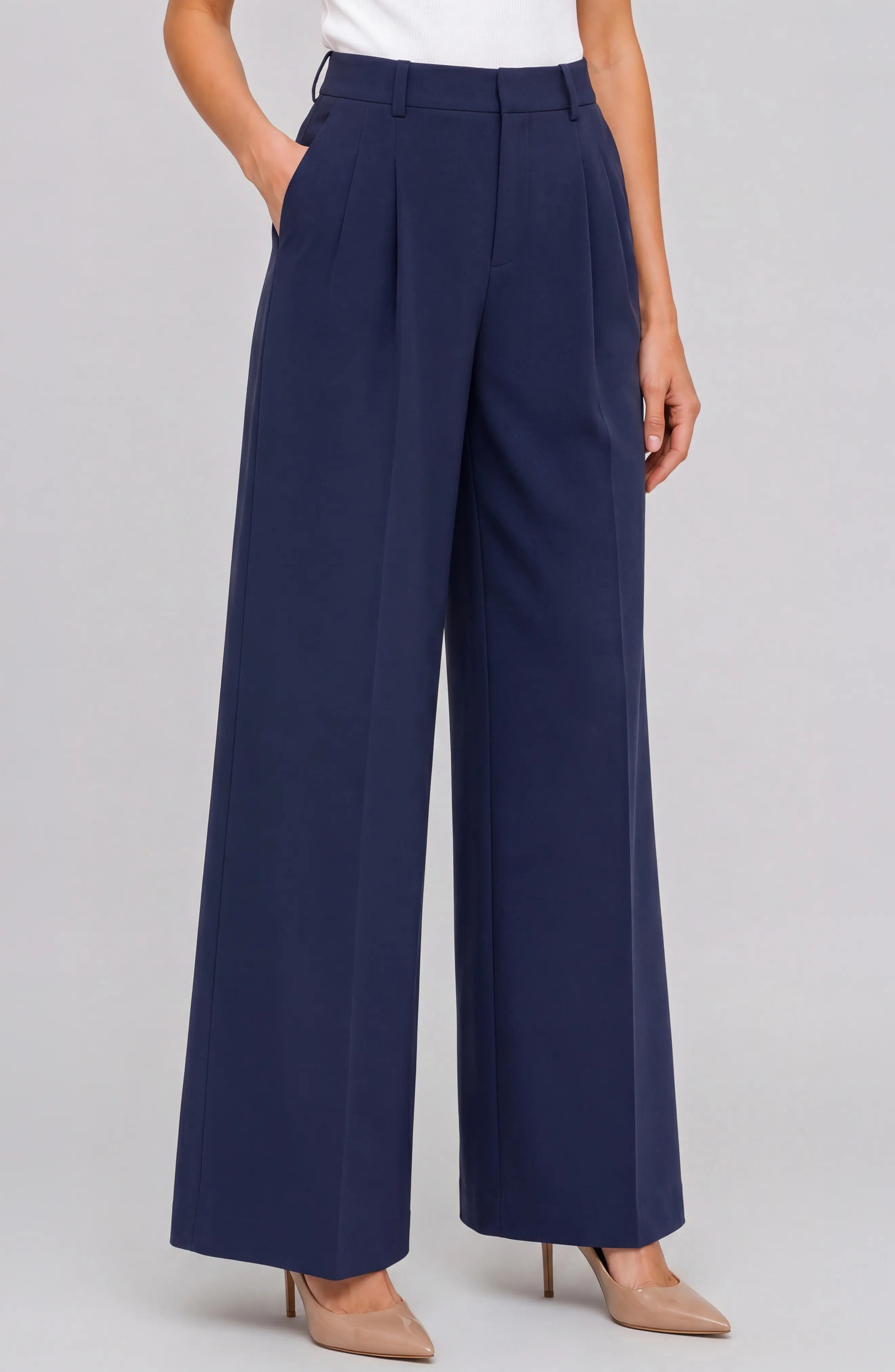 Liverpool High Waist Pleated Wide Leg Ankle Pants (Women) | Nordstrom | Nordstrom