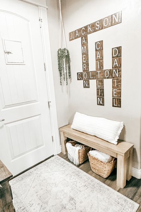 Entryway refresh!
A little paint, a little antique glaze- and I’m in love with this bench all over again! 

The rug is from Wayfair, and is washable! 
Baskets from Walmart, Pillow is old from Target

#LTKFind #LTKunder100 #LTKhome