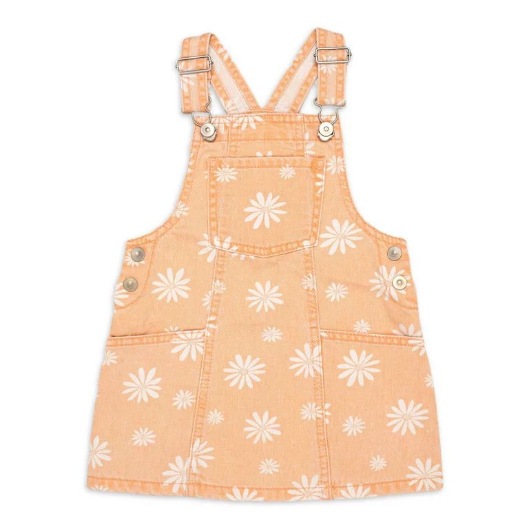 Wonder Nation Toddler Girls Daisy Denim Jumper, Sizes 2 Toddler-18 Months | Walmart (US)