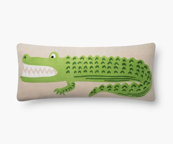 Alligator Embroidered Pillow | Rifle Paper Co.