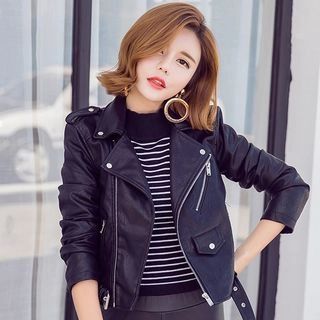 Geuleom Faux Leather Zip Jacket | YesStyle | YesStyle Global