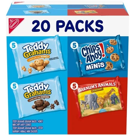 Nabisco Variety Pack, Barnum's Animal Crackers, Teddy Grahams & CHIPS AHOY! Cookies, 20 Snack Packs | Walmart (US)