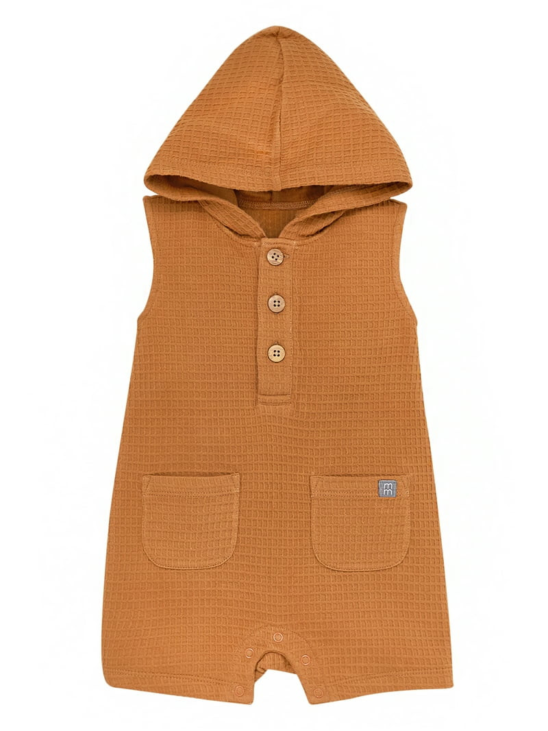 Modern Moments by Gerber Baby Boy Cotton Hooded Sleeveless Romper, Sizes 0/3 Months - 24 Months | Walmart (US)