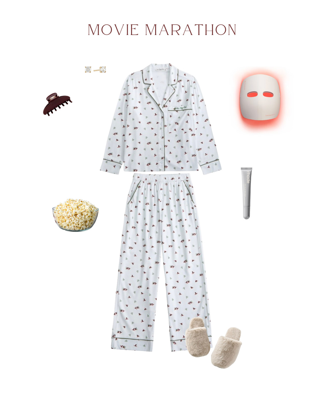 Cozy night in with a soft pajama set, fur slippers, and a red light therapy mask...  say less. Those are my ideal winter plans. ❄️🤍 

 #LTKHoliday #LTKootd #LTKSeasonal