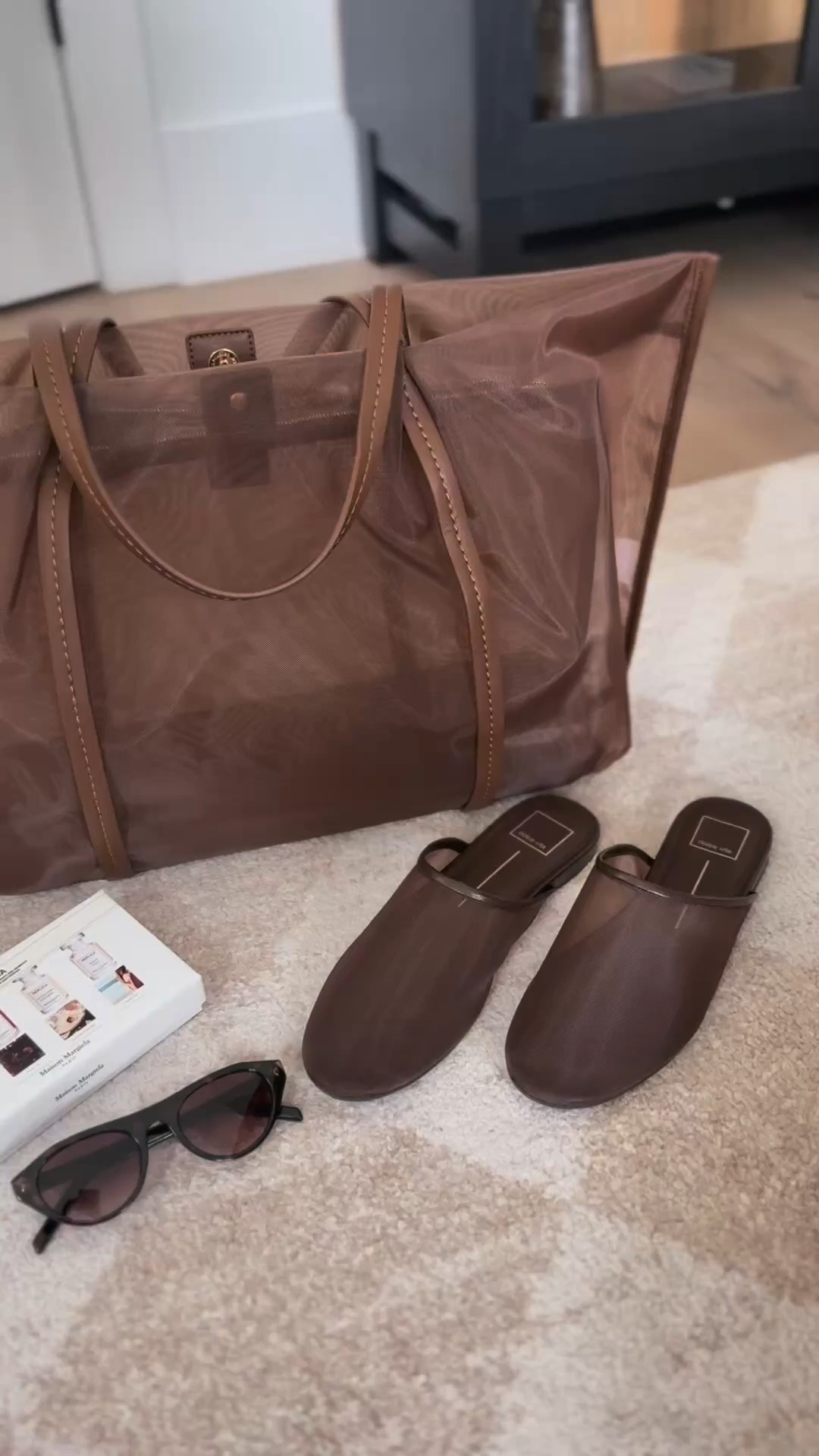 a few things i am loving right now // chocolate mesh flats + bag // prada look alike sunnies // travel perfumes

#LTKootd #LTKSeasonal #LTKOver40