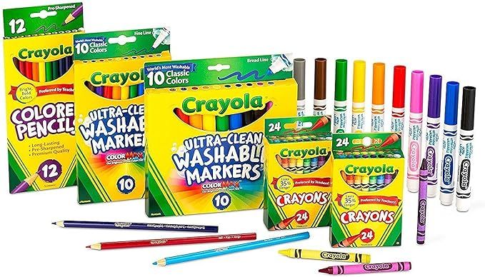 Crayola Back To School Supplies Set (80ct), Crayons, Markers & Colored Pencils, Teacher Supplies,... | Amazon (US)