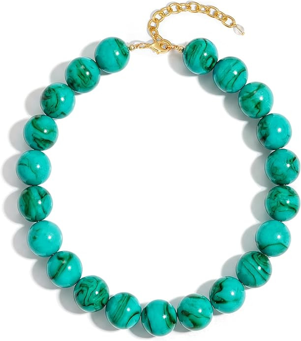 WOWORAMA Colorful Chunky Necklaces for Women 20MM Large Oversized Resin Beaded Necklace Bold Stat... | Amazon (US)