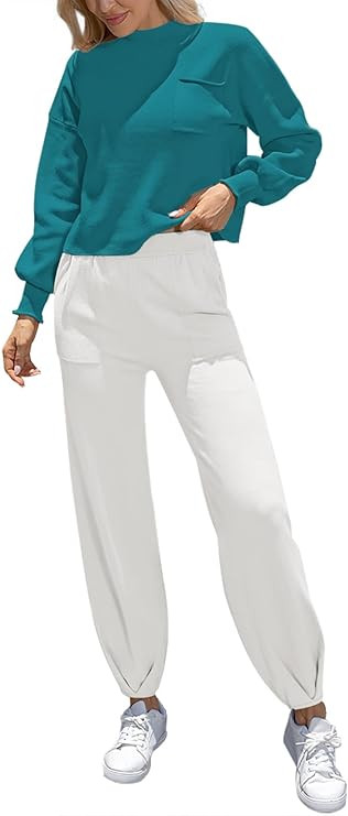 ETCYY NEW Sweater Sets Women 2 Piece Outfits 2023 Trendy Lounge Sets with Long Sleeve Knit Tops a... | Amazon (US)