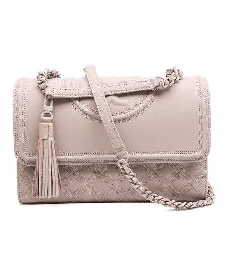 Tory Burch Matte Heron Gray Quilted Fleming Convertible Leather Crossbody Bag | Zulily