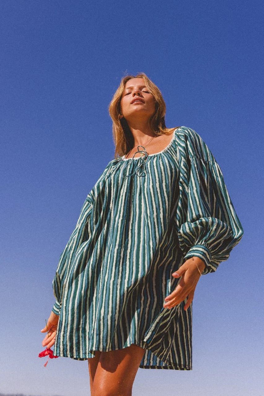 Ria Mini Dress ~ Cyan Candy | Daughters of India