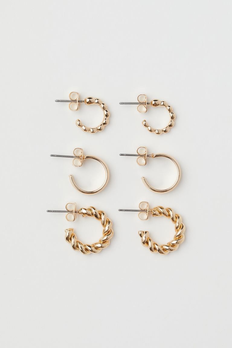 3 Pairs Hoop Earrings | H&M (US)