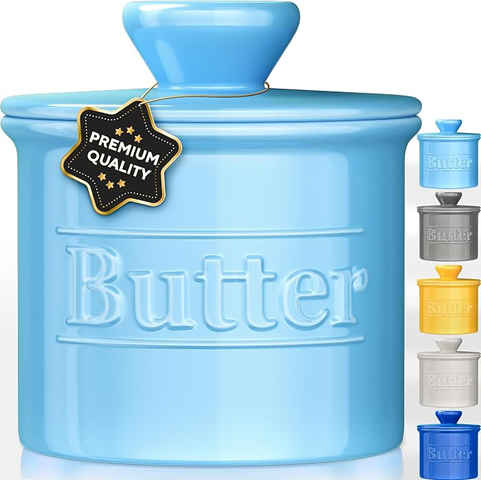 Premium Butter Crock with Lid - Original Design French Butter Dish - Beautiful Ceramic Butter Kee... | Amazon (US)