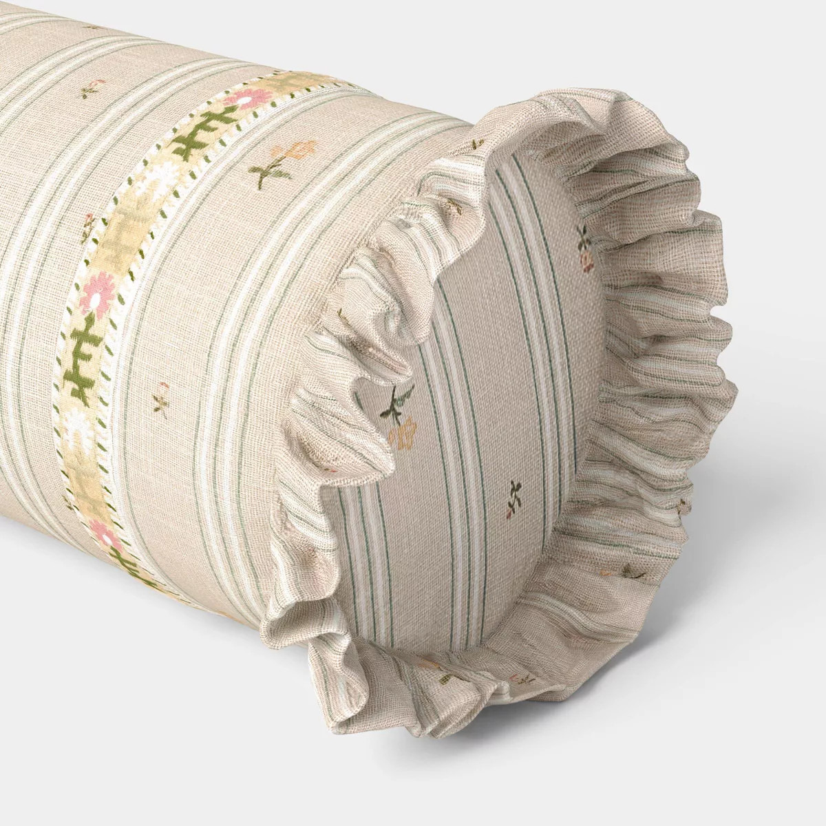 Floral Bolster Jacquard Throw Pillow Pink/Cream - Threshold™ designed with Studio McGee | Target
